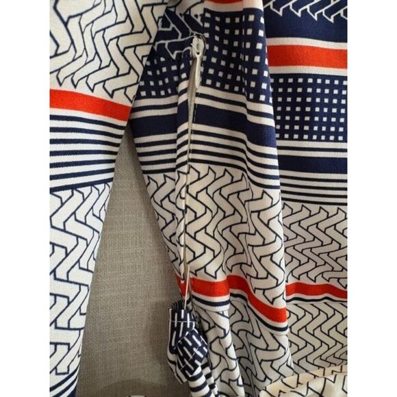 Vintage Alta Costura Long-Sleeve Striped Pattern Collared Midi Dress With Belt - Picture 8 of 10